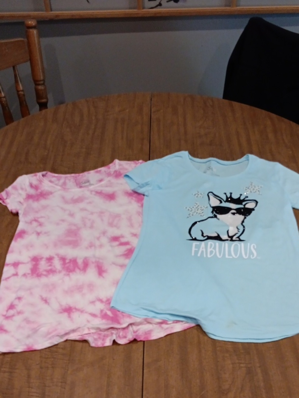 Kids Pink Tie-Dye and Blue 'Fabulous' Puppy  Tops